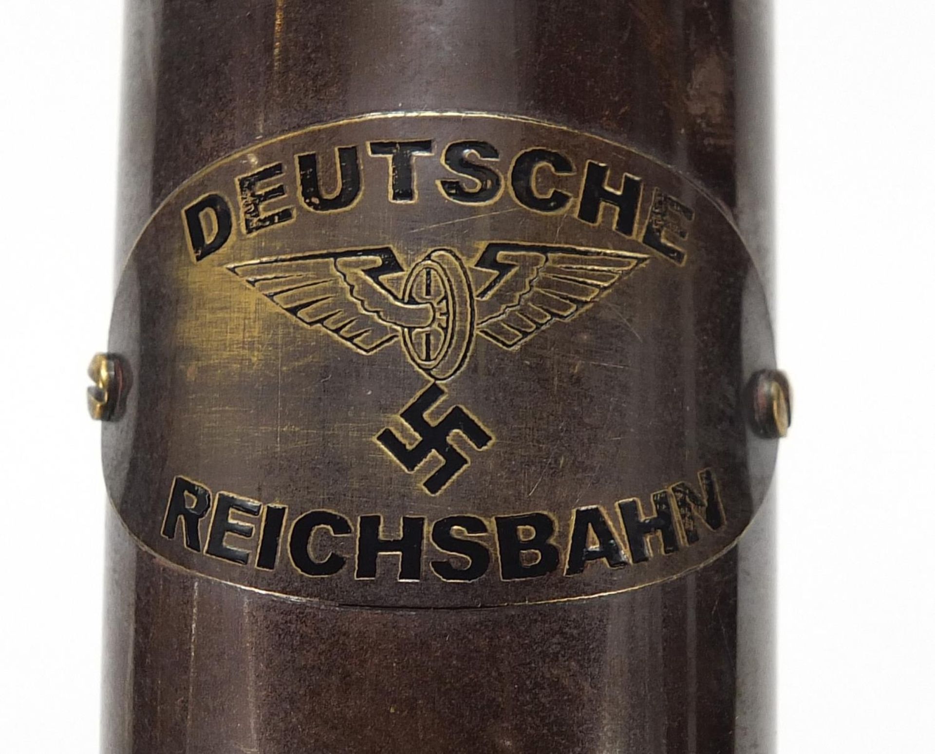 German military interest three draw brass telescope, 15cm in length when closed - Image 2 of 5