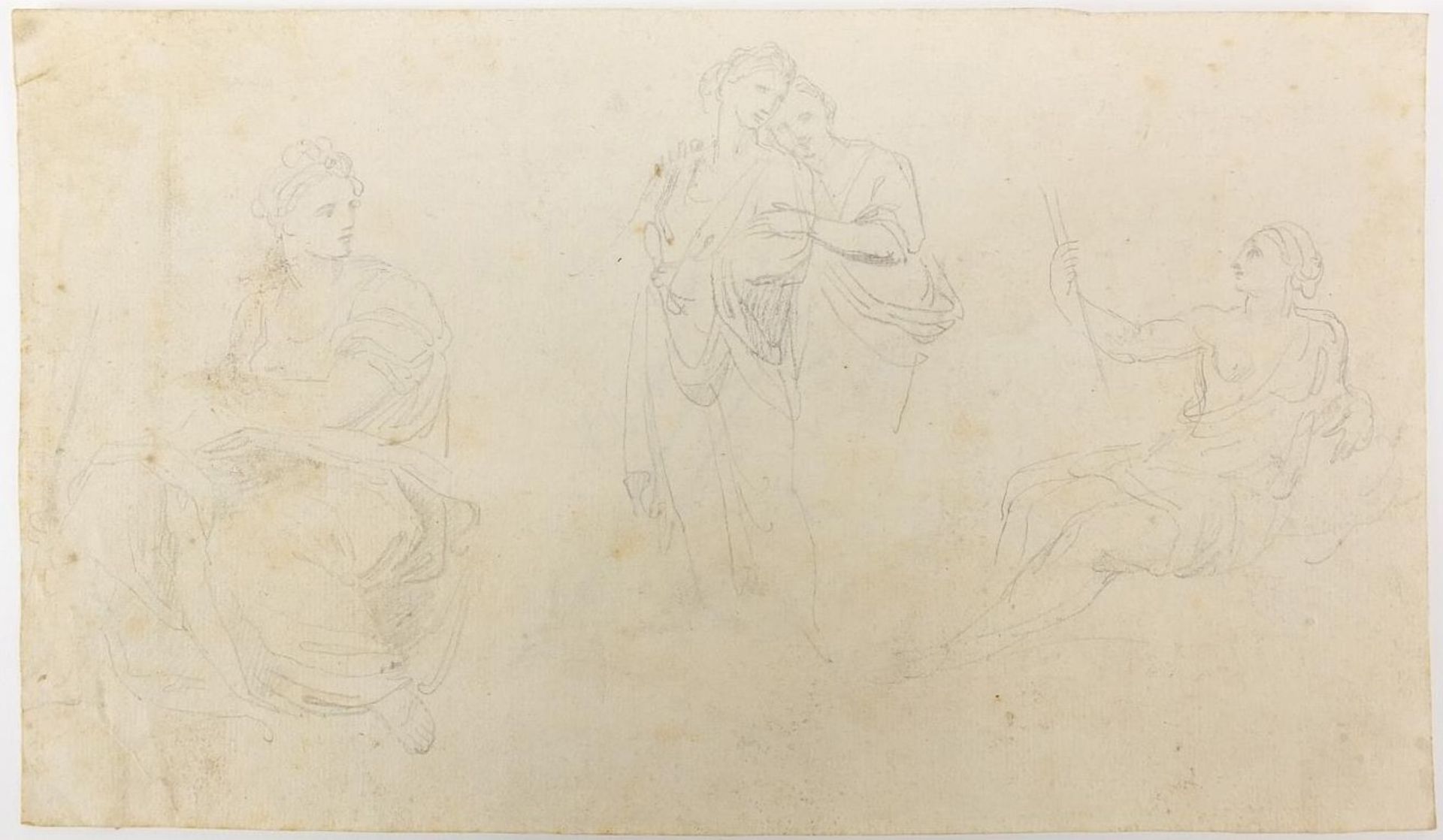 School of George Hayter - Classical figures, children and gentlemen wearing uniform, five pencil - Image 3 of 17
