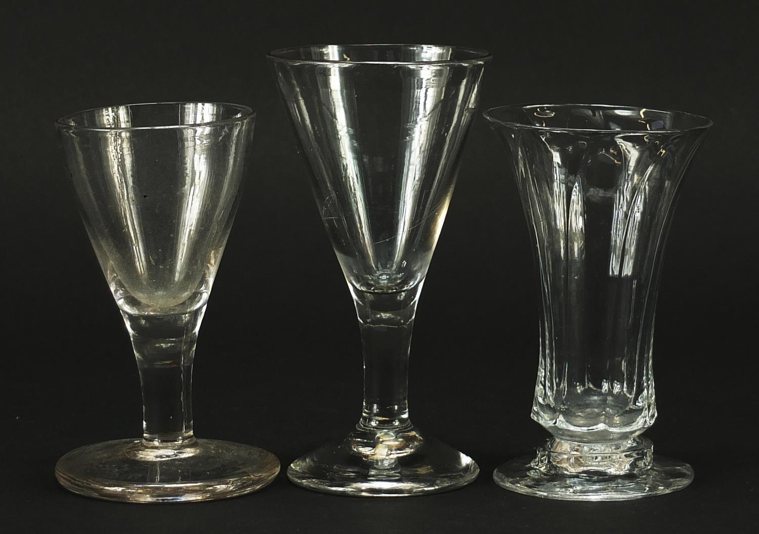 Three 18th century firing glasses, the largest 11.5cm high - Image 2 of 3