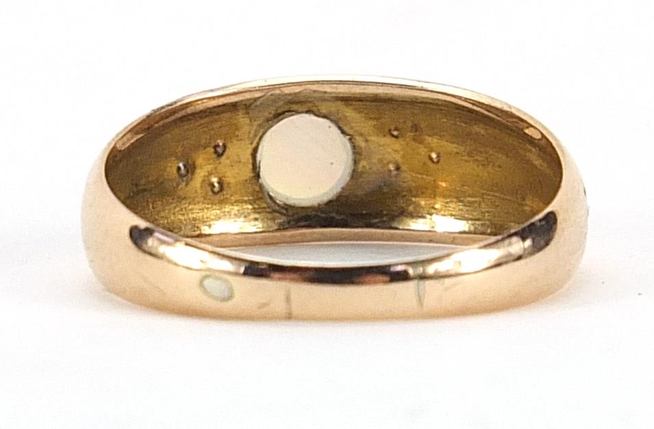 9ct gold opal and seed pearl ring, size O, 1.9g - Image 2 of 5