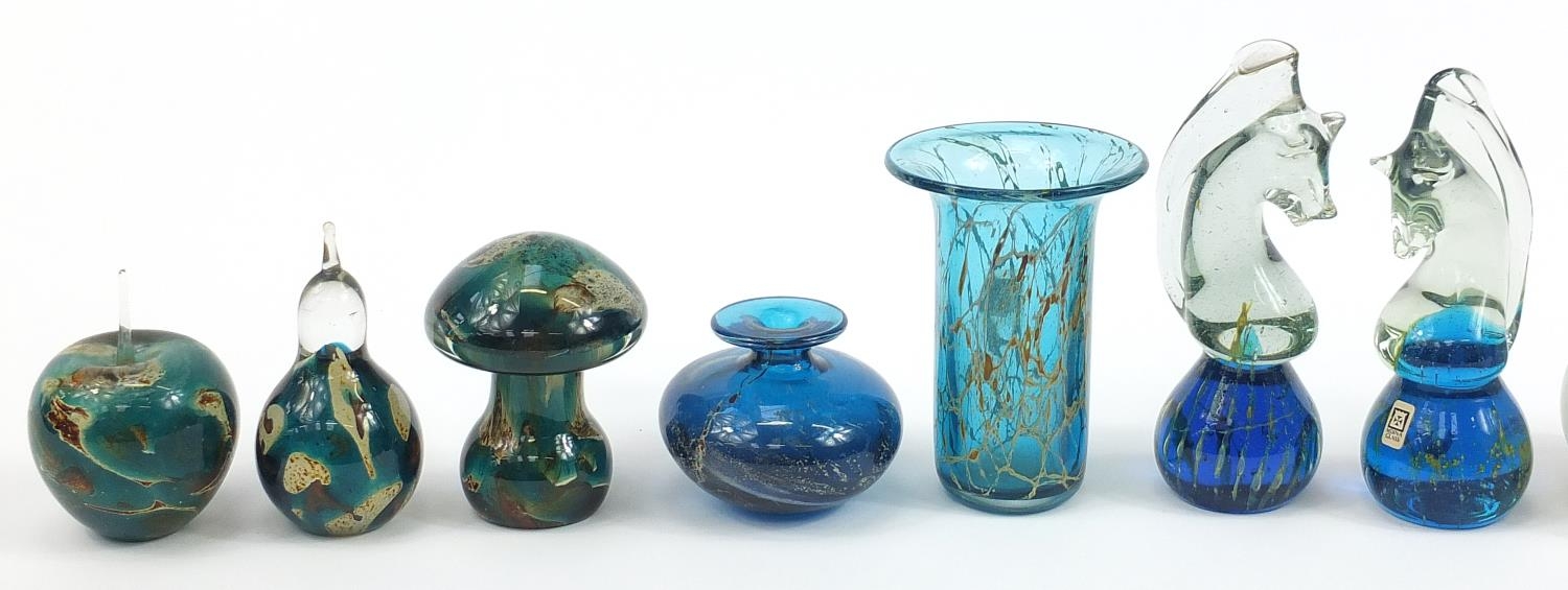 Mdina glass paperweights and vases including two seahorse paperweights, the largest 16cm high - Image 2 of 5