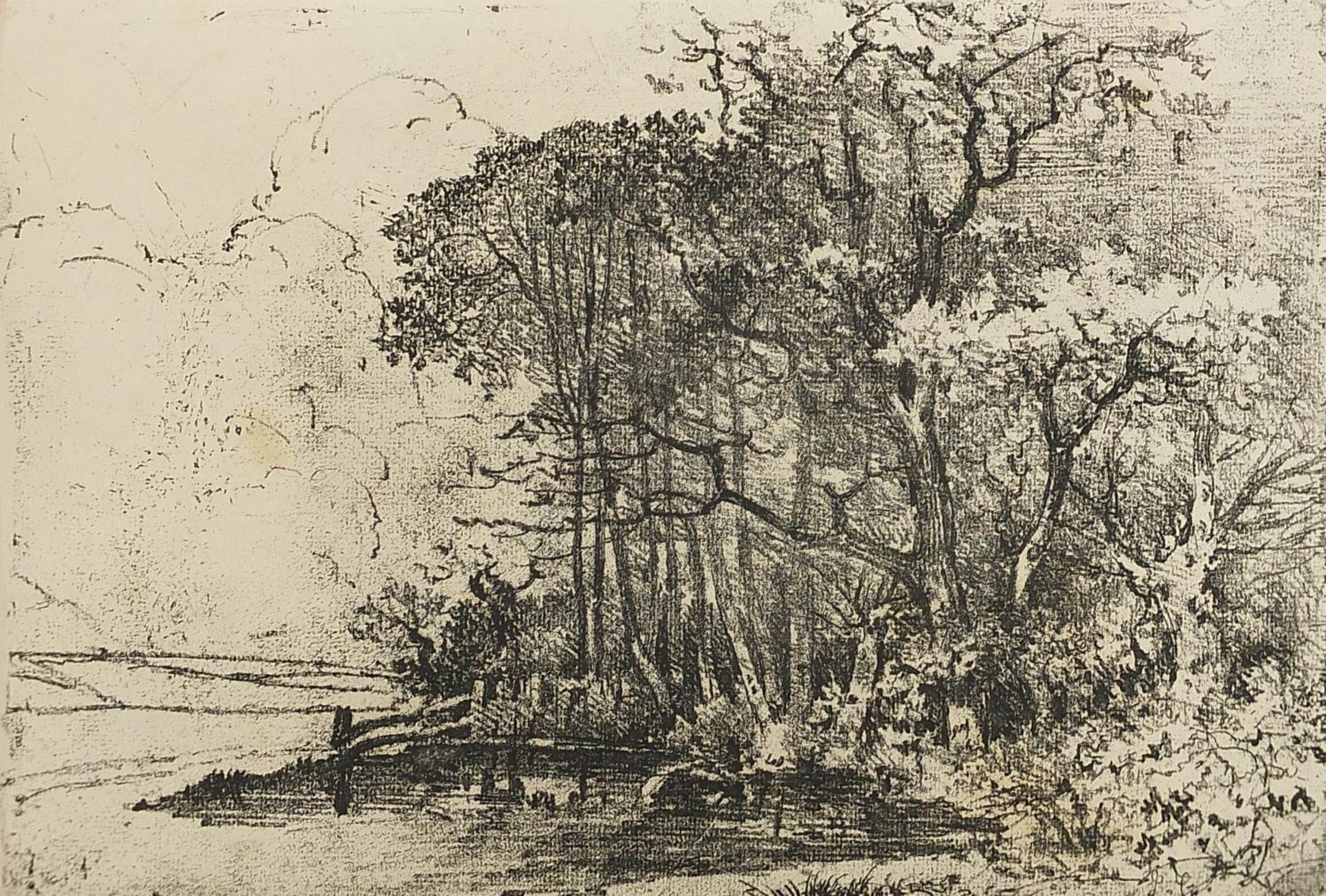 Wooded landscapes and cottage, three antique etchings including one in the manner of Thomas - Image 7 of 13