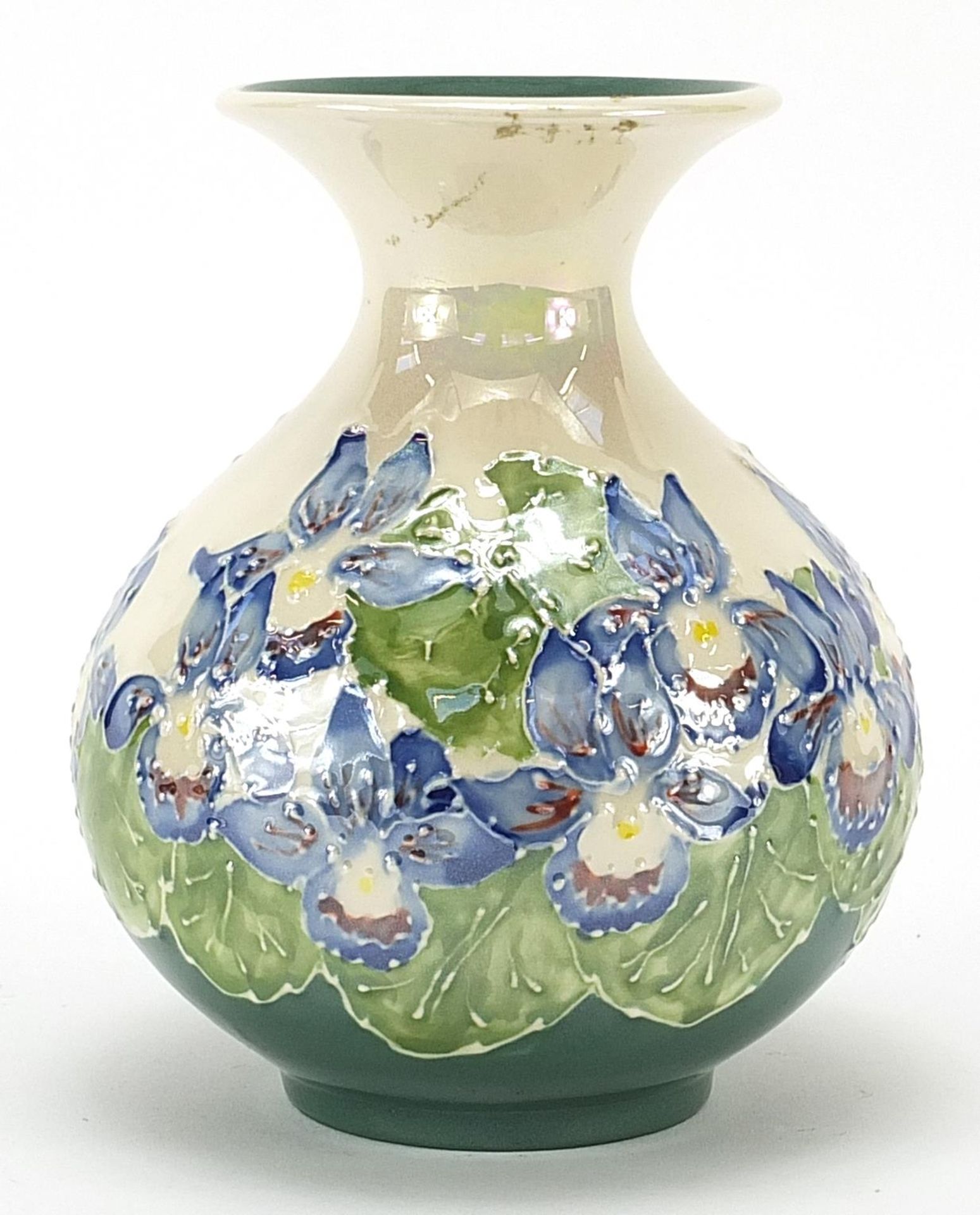 Chelsea Works Burslem Moorland vase hand painted with flowers, 232/750, 15cm high