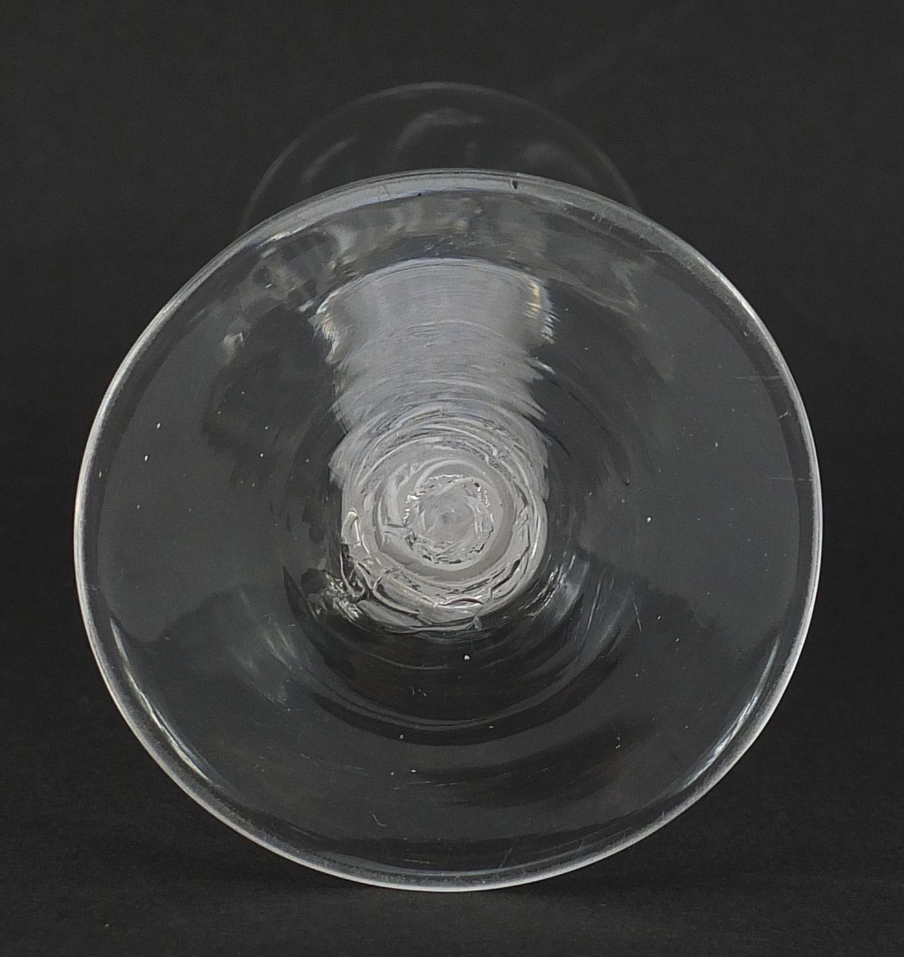 18th century wine glass with multiple opaque twist stem and writhen bowl, 14cm high - Bild 3 aus 3