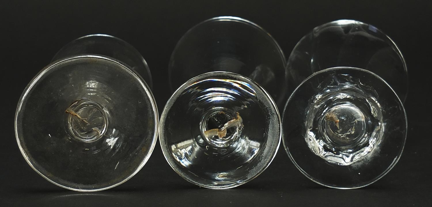 Three 18th century firing glasses, the largest 11.5cm high - Image 3 of 3