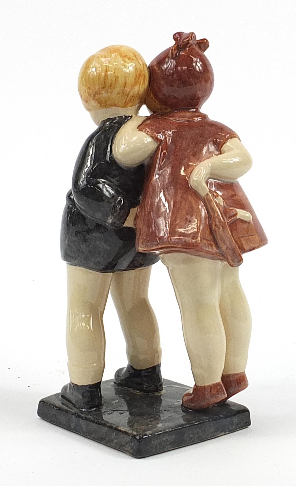 Marcel Guillard & Alexandra Kelety for Etling, French Art Deco figure group of two whispering - Image 2 of 4