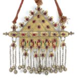 Indian silver coloured metal and enamel wedding necklace, 35cm high