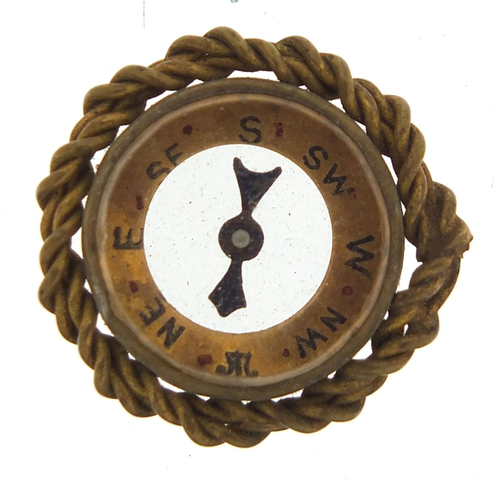 Gilt metal compass, 2.1cm in diameter, 4.0g - Image 2 of 2