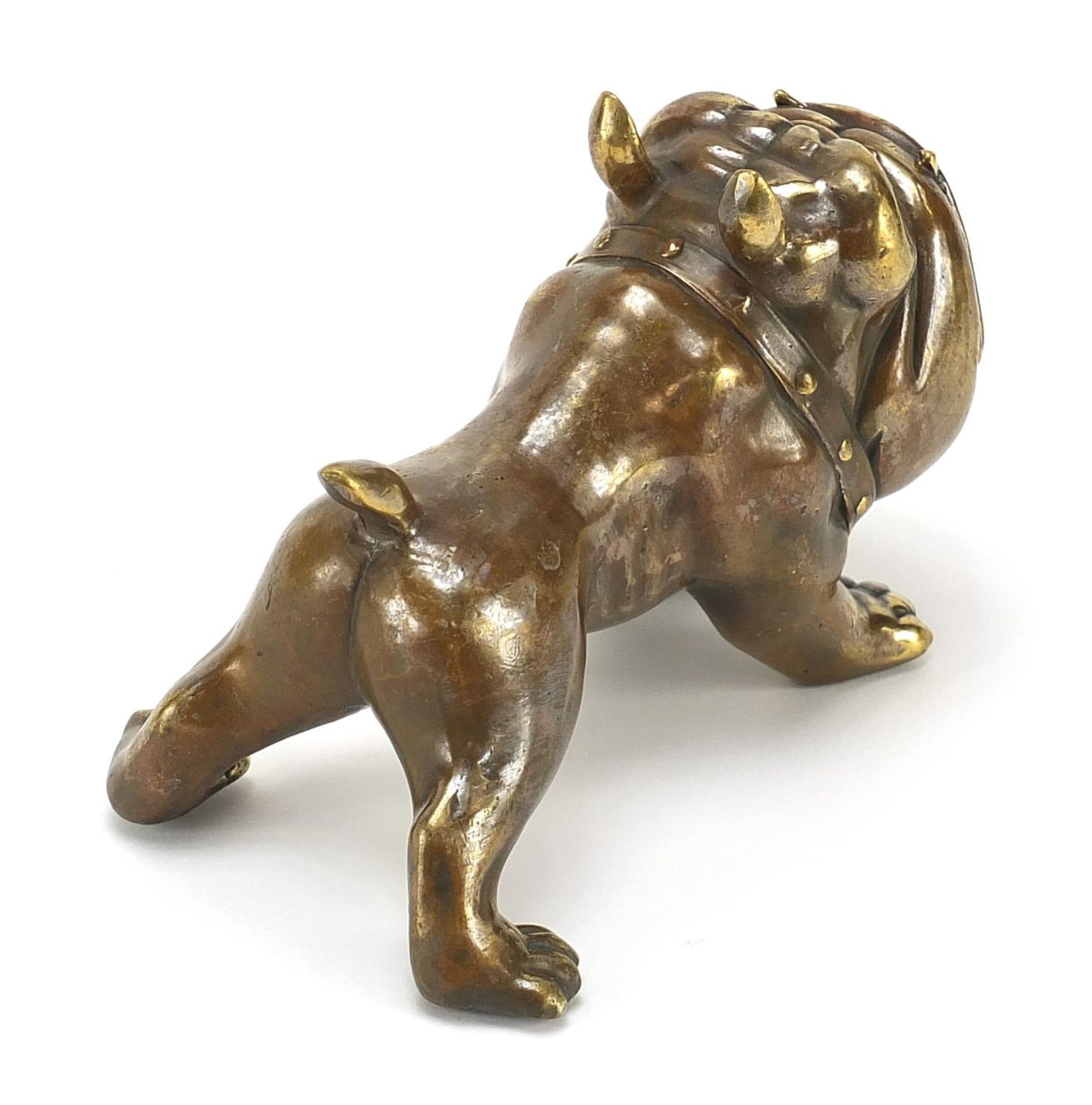 Patinated bronze stylised Bulldog, 13cm in length - Bild 2 aus 3