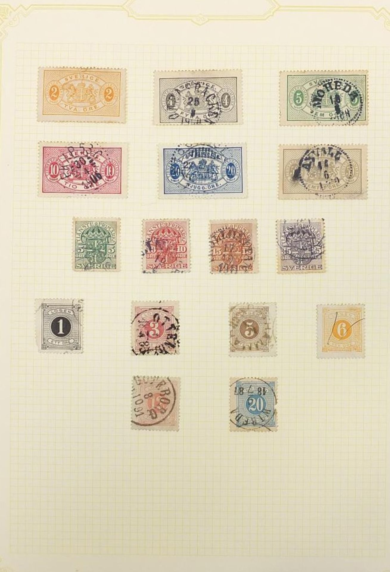 Collection of Swedish stamps from early arranged on several pages - Image 2 of 9