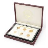 Set of six gold Kuwait Fils coins gold coins issued by The Central Bank of Kuwait' comprising 1
