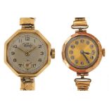 Two 9ct gold ladies wristwatches including Verity, the largest 25mm in diameter