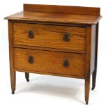 Edwardian oak two drawer chest, 85cm H x 83cm W x 42cm D