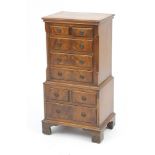 Crossbanded mahogany eight drawer chest of small proportions, 77cm H x 41cm W x 29.5cm D