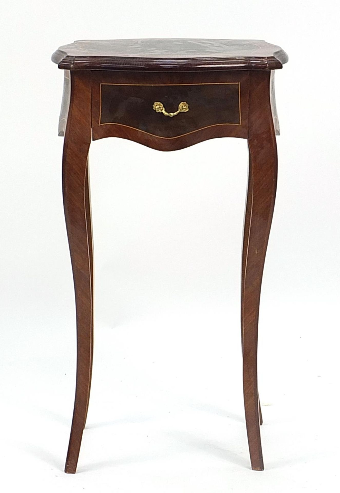 French style side table with serpentine outline and frieze drawer, 78cm H x 44cm W x 34cm D - Bild 2 aus 4