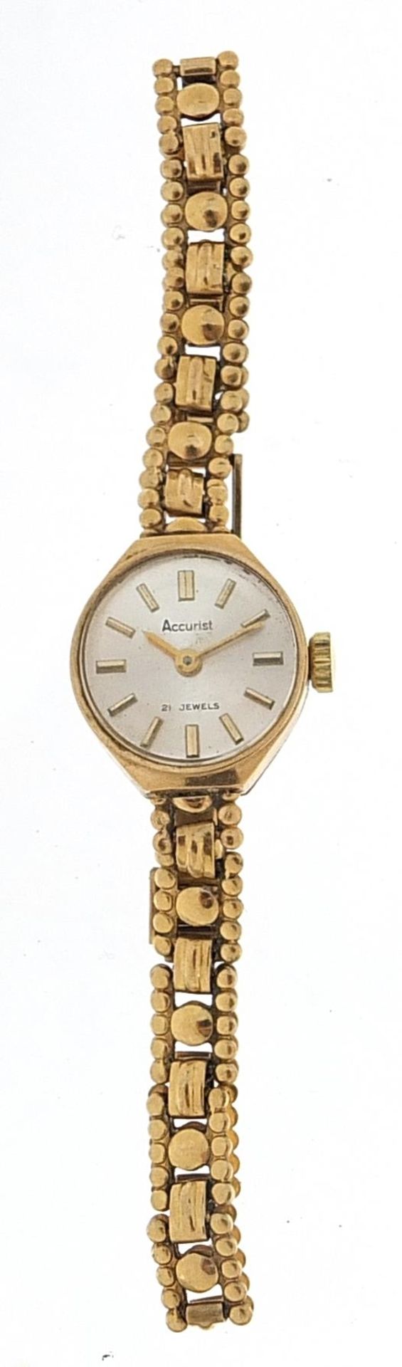 Accurist, ladies 9ct gold wristwatch with 9ct gold strap, 15mm in diameter, total weight 10.8g - Image 2 of 6