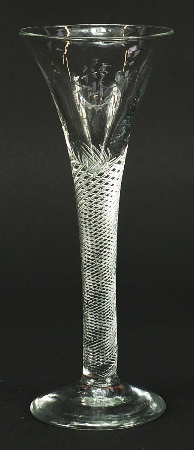 18th century wine glass with air twist stem, 16cm high