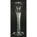 18th century wine glass with air twist stem, 16cm high