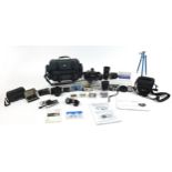Vintage and later cameras, lenses and accessories including Minolta 7000 and Panasonic Lumix DMC-