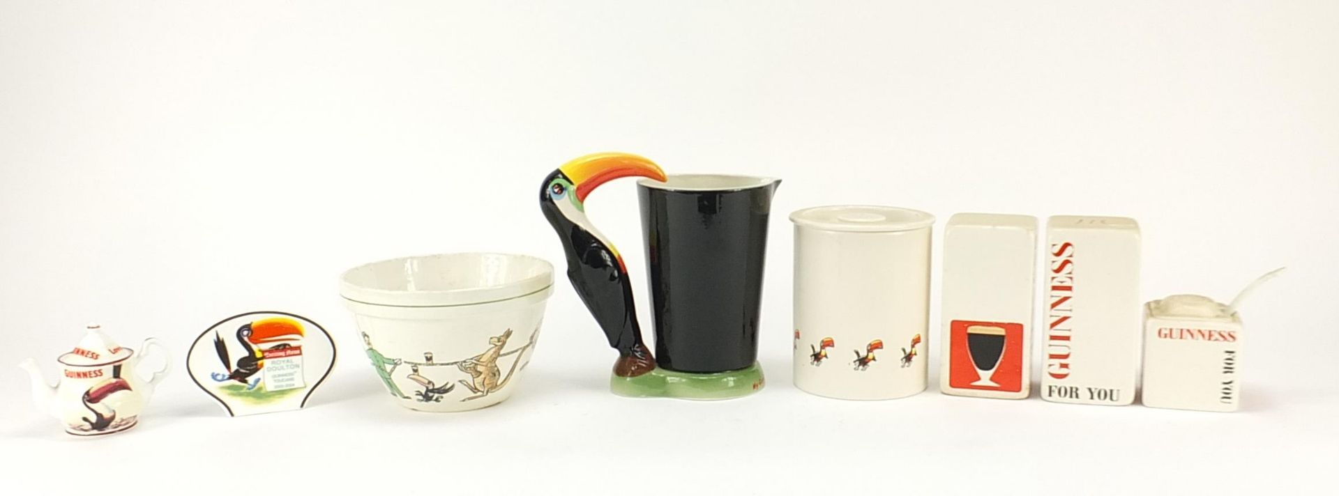 Guinness advertising collectable china including T G Green bowl, Carlton Ware toucan jug, Carlton