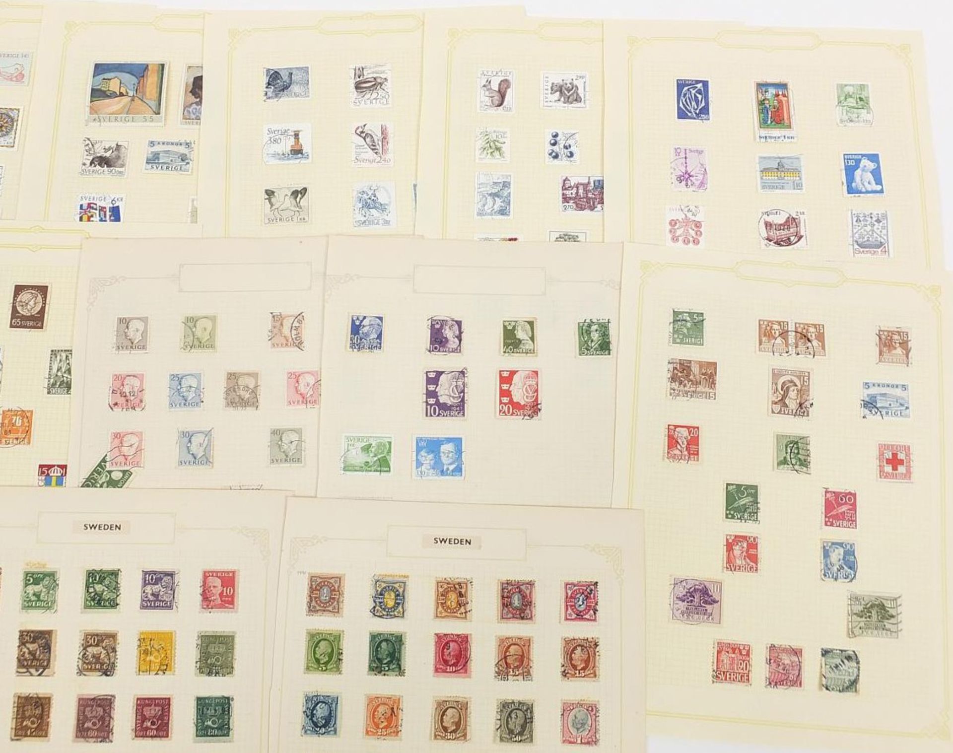 Collection of Swedish stamps from early arranged on several pages - Image 6 of 9