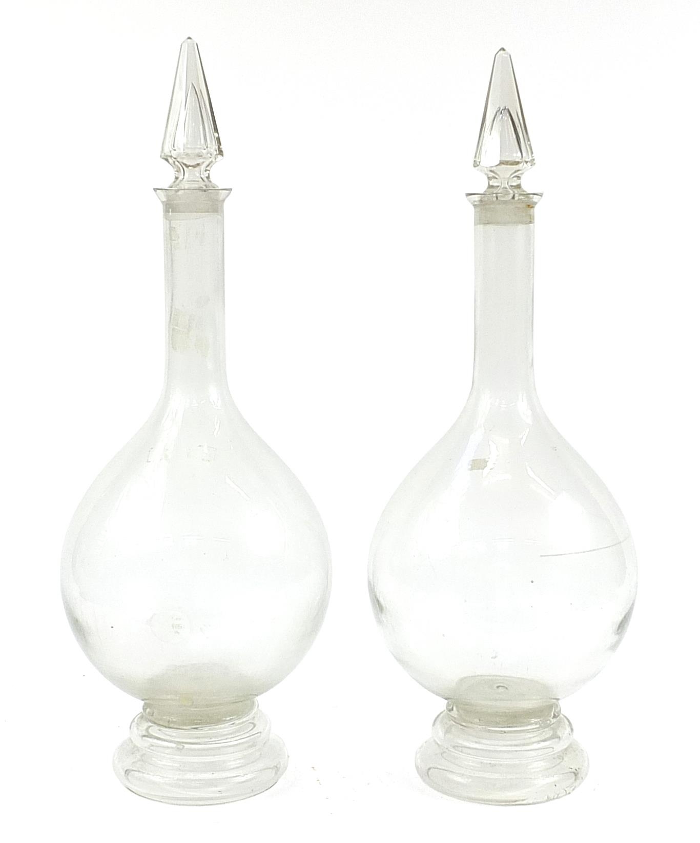 Pair of large 19th century apothecary glass jars with stoppers, each 81cm high - Image 2 of 3