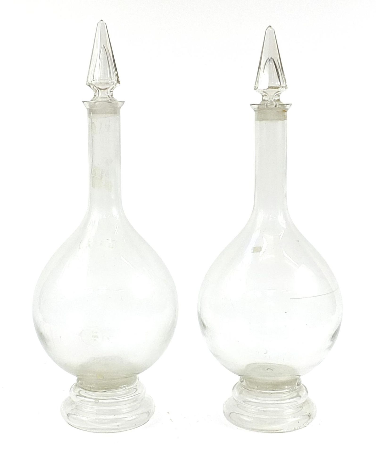 Pair of large 19th century apothecary glass jars with stoppers, each 81cm high - Bild 2 aus 3