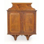 Burr walnut wall hanging two door cupboard, 79.5cm H x 61cm W x 18.5cm D