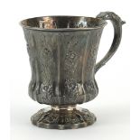 Thomas Johnson, William IV silver cup embossed with flowers, London 1830, 9.5cm high, 185.0g