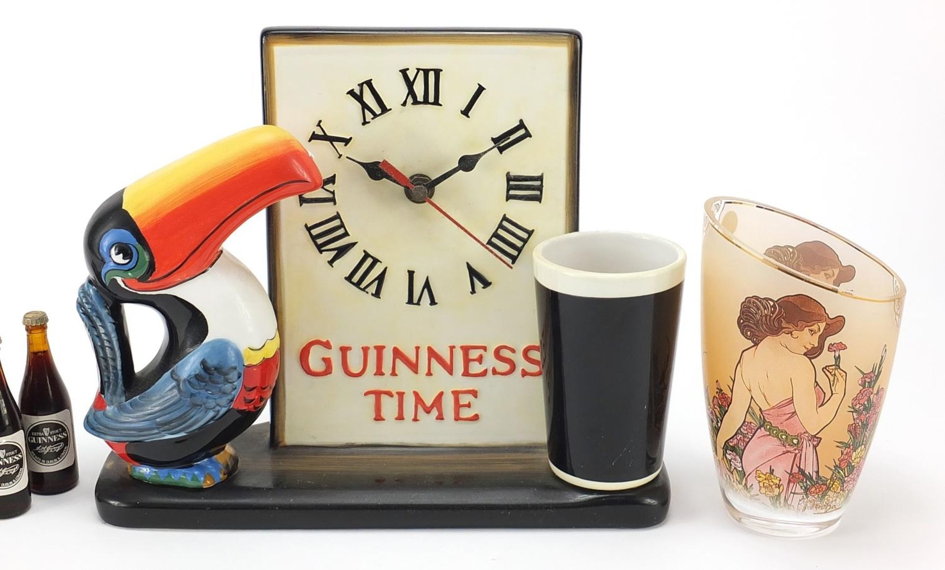 Sundry items comprising Guinness toucan advertising clock, Goebel glass vase and a pair of silver - Image 4 of 6