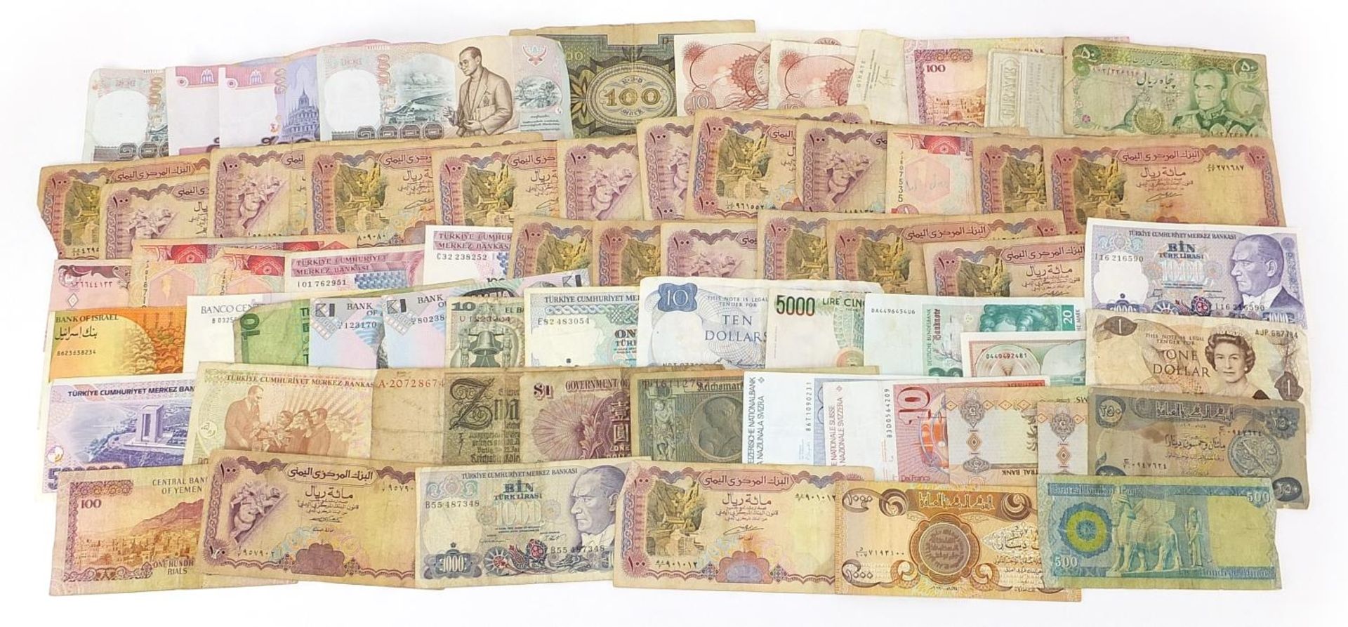 Collection of world banknotes