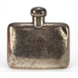 William Neal & Son, Edwardian silver hip flask with planished decoration, Birmingham 1907, 9.5cm