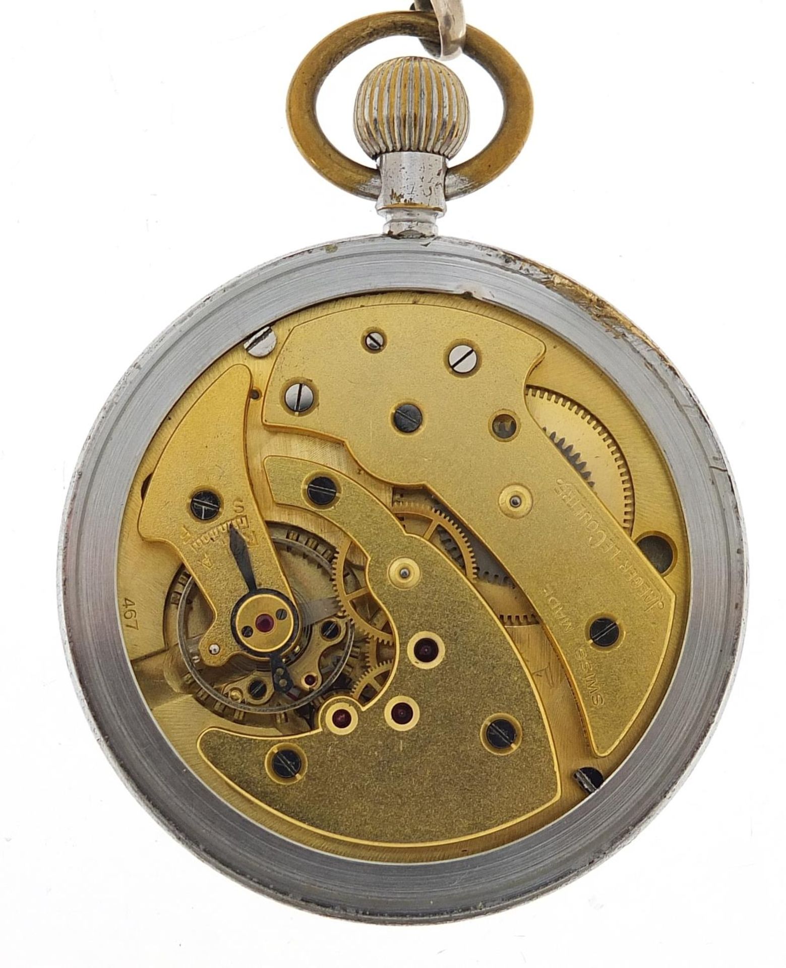 Jaeger Lecoultre, gentlemen's British Military issue open face pocket watch on a graduated silver - Image 4 of 4