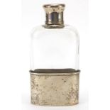 German 800 silver and cut glass hip flask with detachable cup, retailed by J. Demuth, 15cm high,