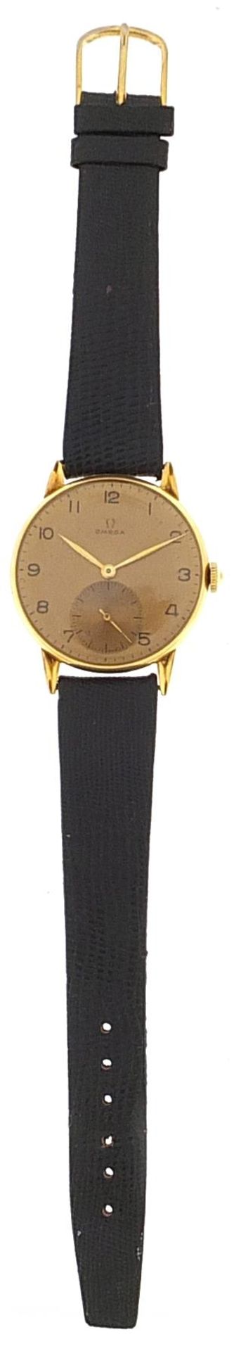 Omega, vintage gentlemen's 18ct gold manual wind wristwatch, the movement numbered 10648310, 34mm in - Image 2 of 5