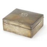 Edwardian silver cigarette box with hinged lid, indistinct maker's mark Chester 1908, 5cm H x 11cm W