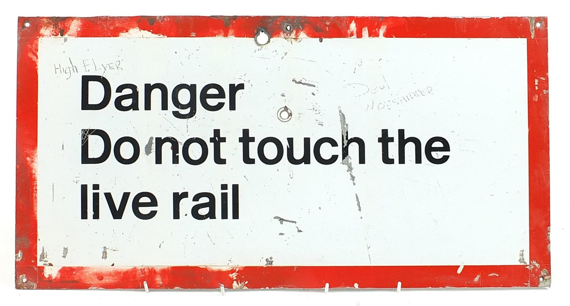 Railwayana interest Danger, Do Not Touch The Live Rail tin sign, 60cm x 31cm