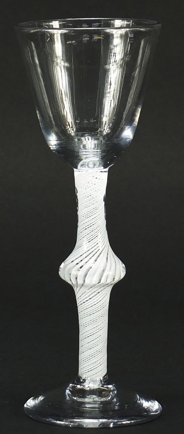 18th century wine glass having knopped stem with multiple opaque twists, 15.5cm high - Image 2 of 3