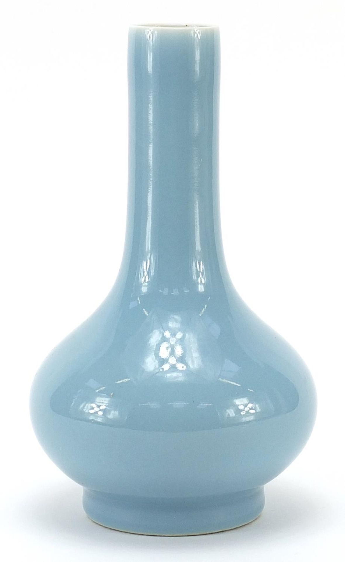 Chinese porcelain vase having a clair de lune glaze, six figure character marks to the base, 18.