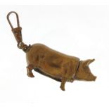 Victorian brass pig design vesta, 5cm in length