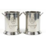 Pair of Louis Roederer design Champagne ice buckets with twin handles, 24.5cm high