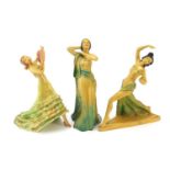 Three Wade cellulose figurines of Art Deco females, the largest 25cm high