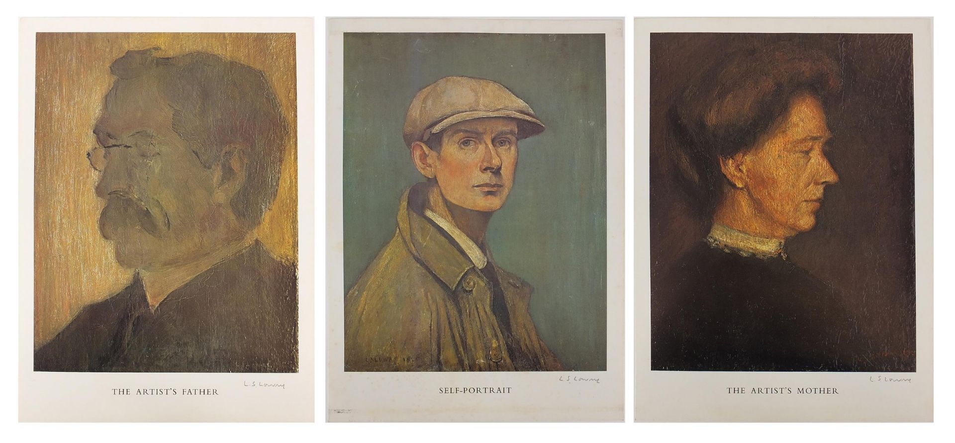 Laurence Stephen Lowry - The Lowrys, set of three pencil signed prints in colour of the artist's