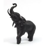 Large Japanese style patinated bronze elephant, 32cm high