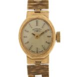 Rotary, ladies 9ct gold wristwatch with 9ct gold strap, the case 14mm wide, 15.0g