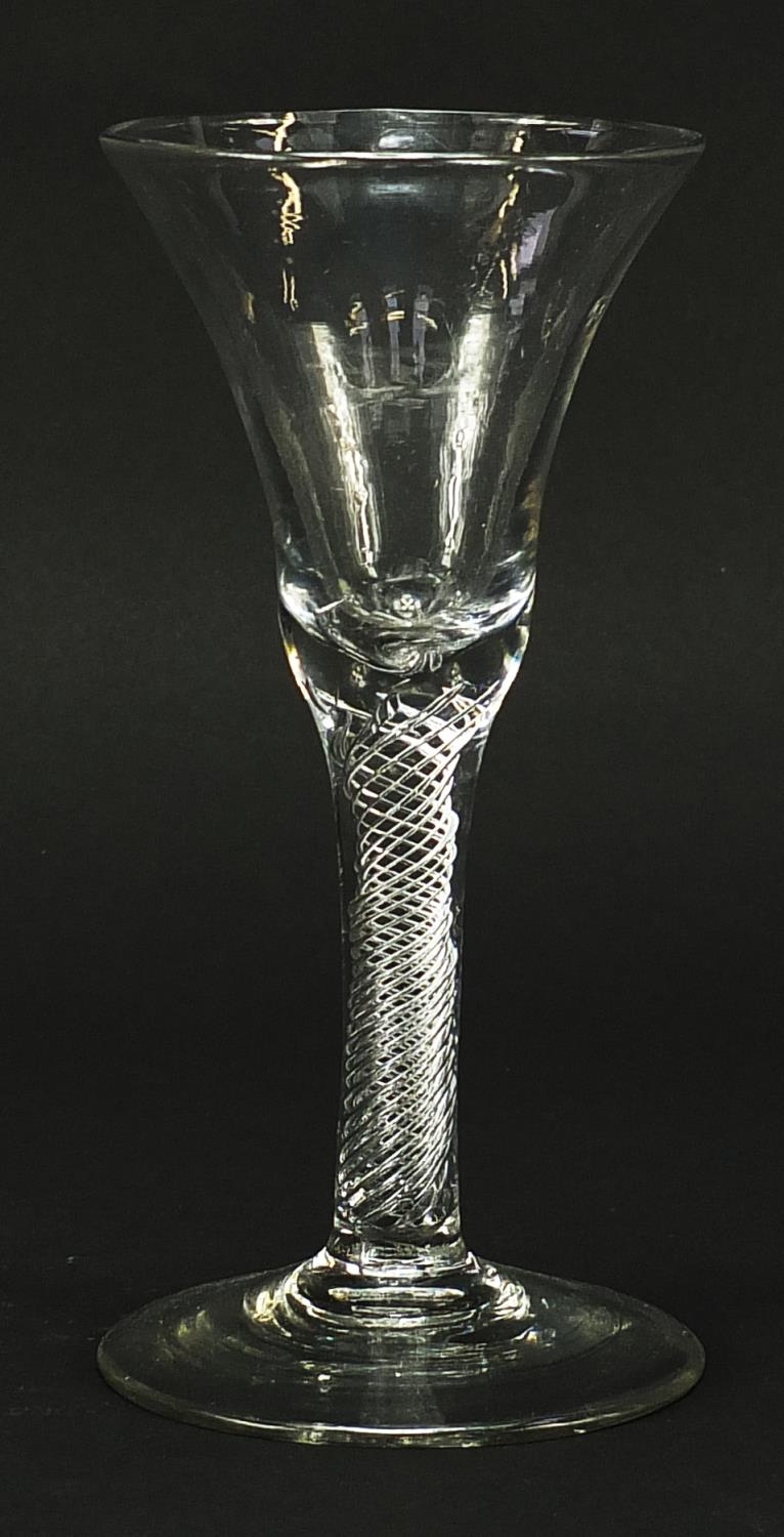 18th century wine glass with air twist stem, 17cm high