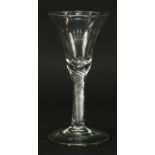 18th century wine glass with air twist stem, 17cm high