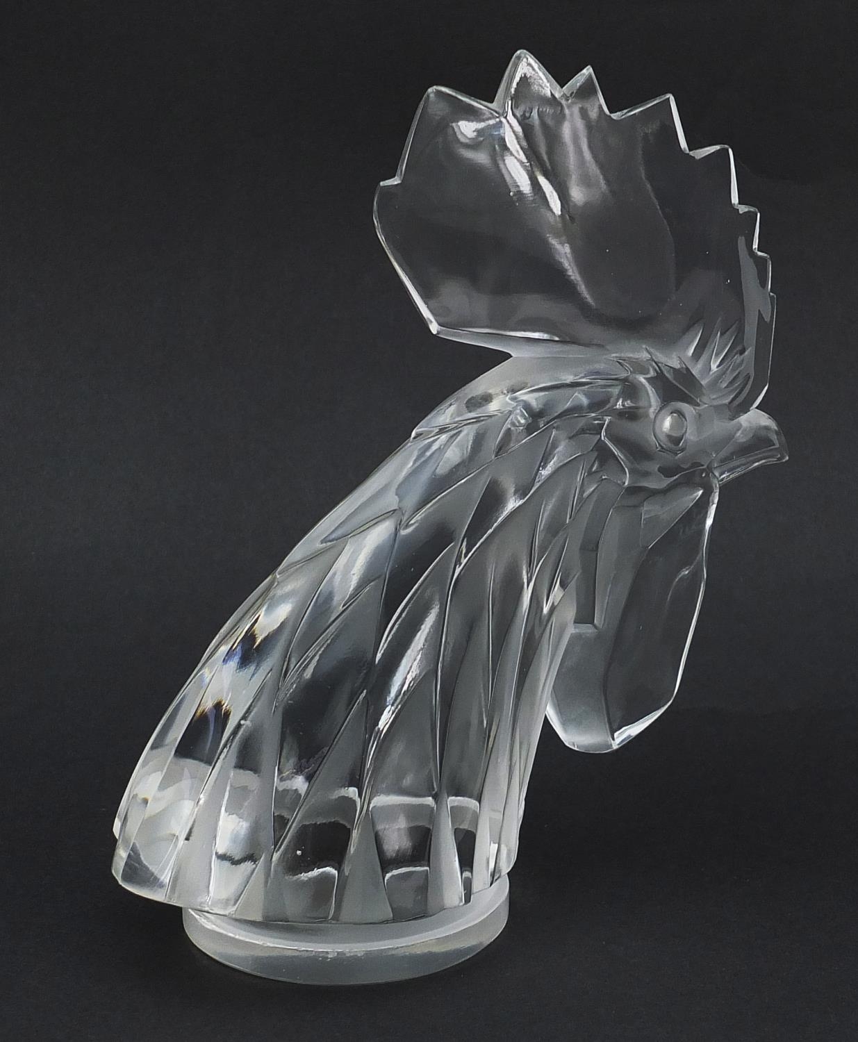 Lalique, French Tete de Coq cockerel glass car mascot, number 1137, 17.5cm high - Image 2 of 4