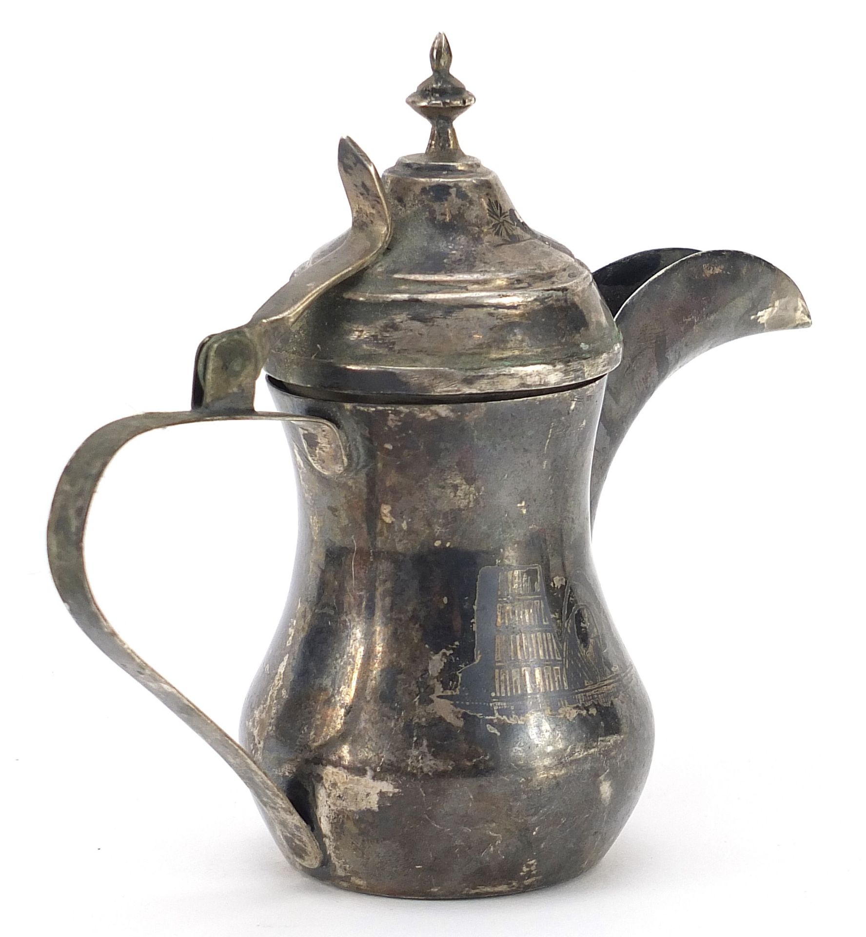 Egyptian silver niello work coffee pot, 17cm in length, 182.5g - Image 3 of 4