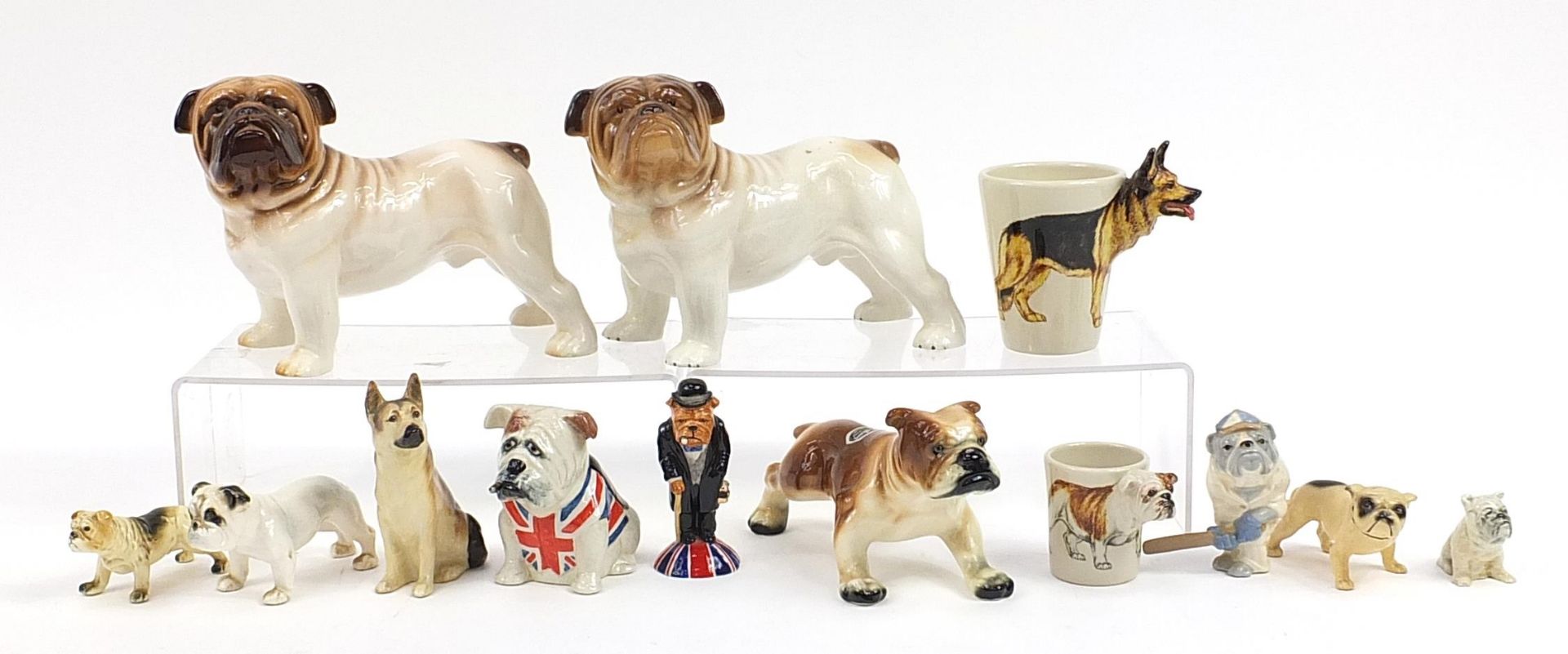 German Shepherd and Bulldog design collectable china including Peggy Davies, Winston Churchill,